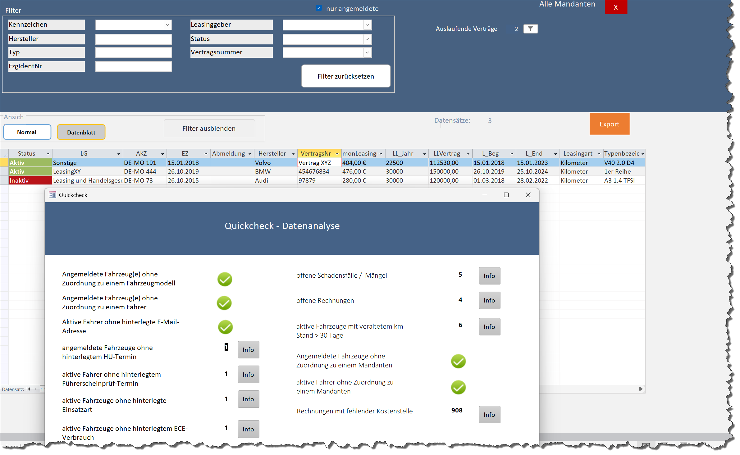 Schnittstelle Fuhrparksoftware
